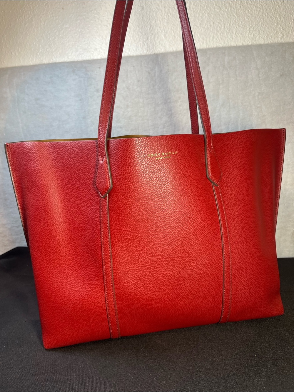 Tory Burch Red Pebbled Leather Tote